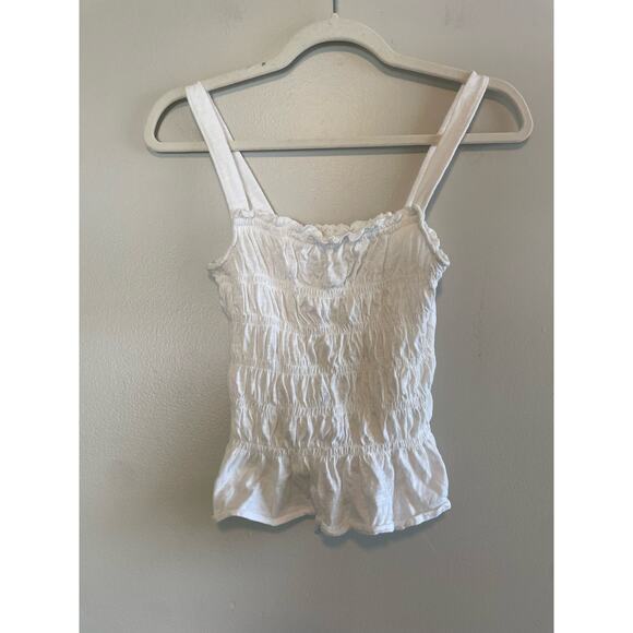Universal Thread Size M White Tank Crop Top Smocked Sleeveless - Picture 1 of 4
